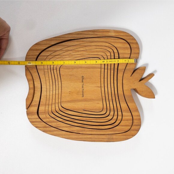 Handcrafted Wooden Collapsible Apple-Shaped Basket By Pear Tree Baskets - Picture 11 of 12